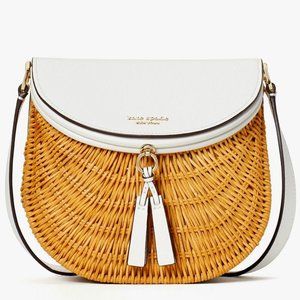 Kate Spade Catch Wicker Medium Crossbody in White